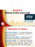 Break-Even Analysis: Engr. Gerard Ang School of EECE