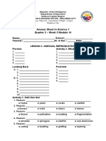 Answer Sheet in Science 7 Quarter 2 - Week 5 Module 14: Maya-Maya ST., Kaunlaran Village, Longos Malabon City