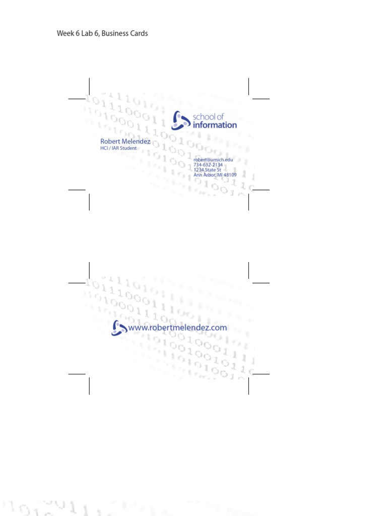 Business Card Design for HCI Student | PDF | Career & Growth | Sports ...