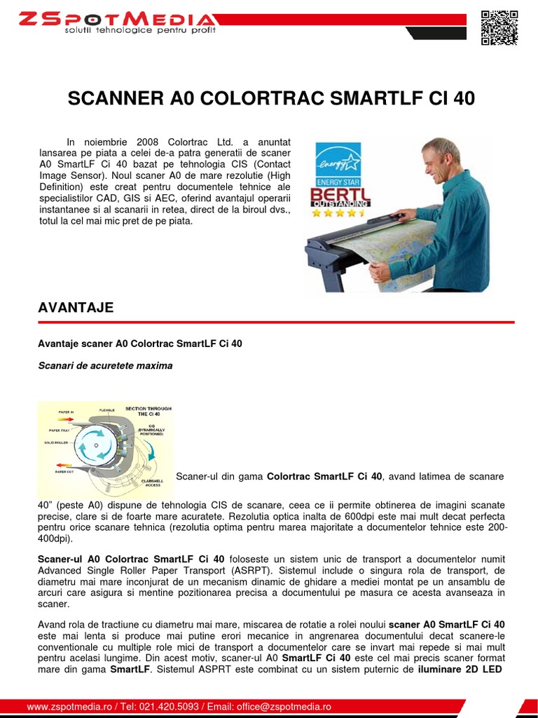 Scanner A0 Colortrac Smartlf Ci 40 Z Spot Media SRL | PDF