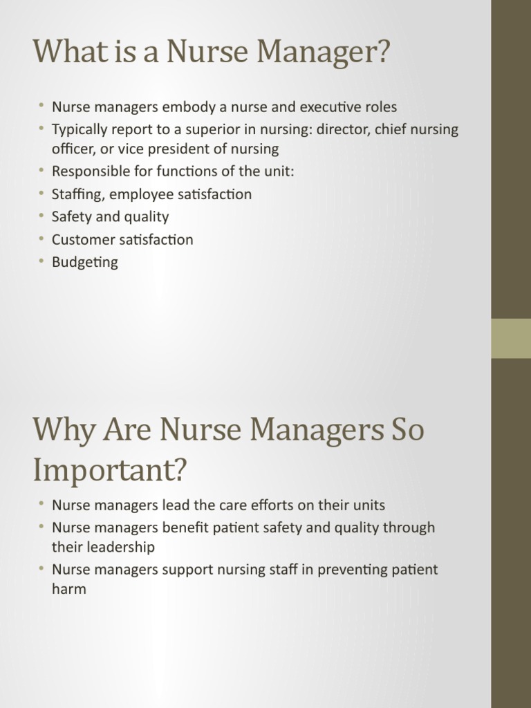 The Nurse Manager | Pdf | Nursing | Business