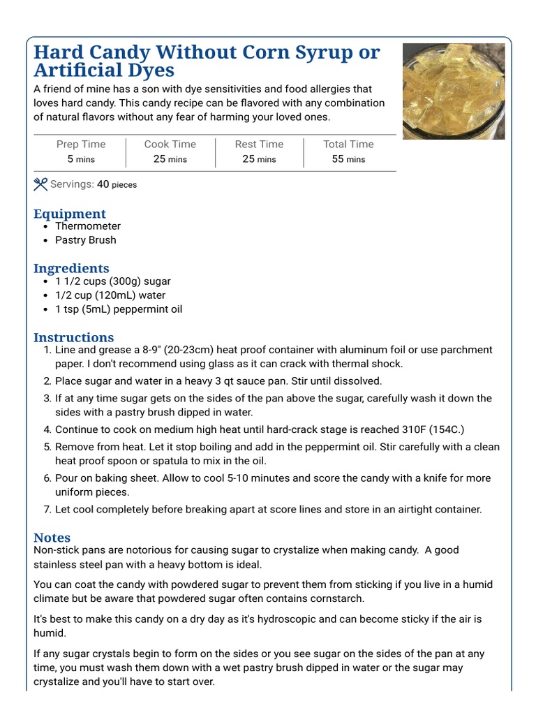 Hard Candy Without Corn Syrup or Artificial Dyes Jackson's Job PDF