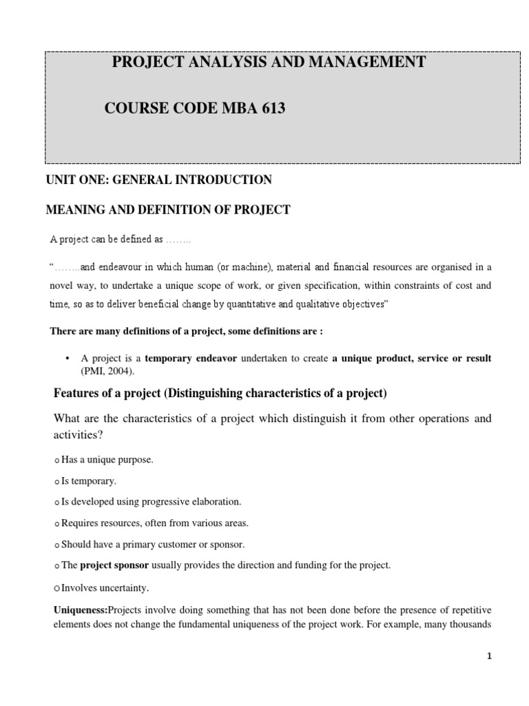 Project Analysis and Management Overview | PDF | Feasibility Study ...