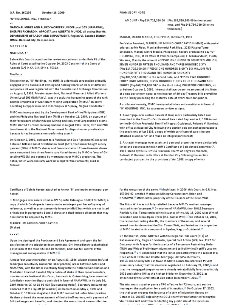 G Holdings Vs National Mines PDF Mortgage Law Foreclosure