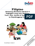 Filipino 5 - Q2 - Module4 - Pagbigkas Nang May Wastong Tono, Diin, Antala at Damdamin Sa Napakinggang Tula - v4