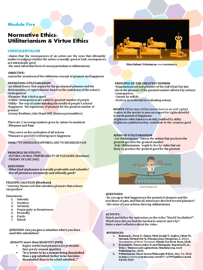 Normative Ethics Utilitarianism Virtue Ethics Module Five