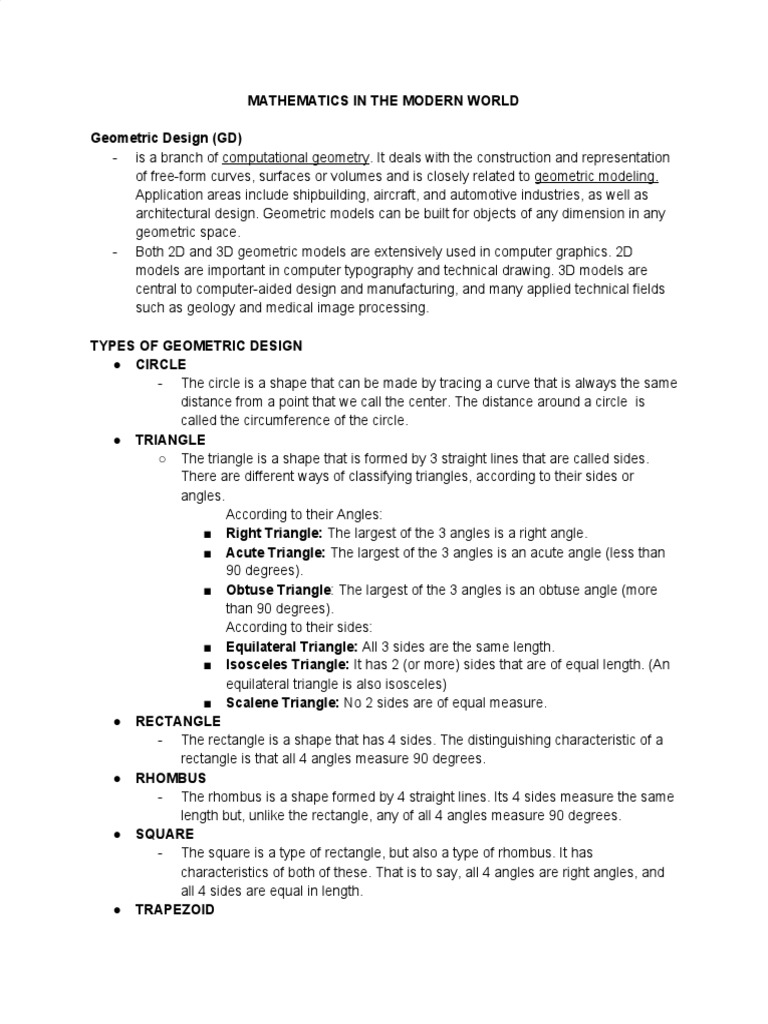 Geometric Design in Modern Mathematics | PDF | Shape | Triangle