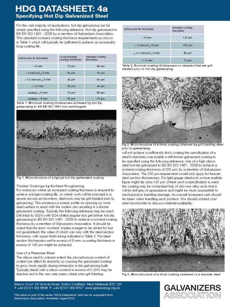 HDG Steel Coating Thickness Guide | PDF | Galvanization | Chemical Elements