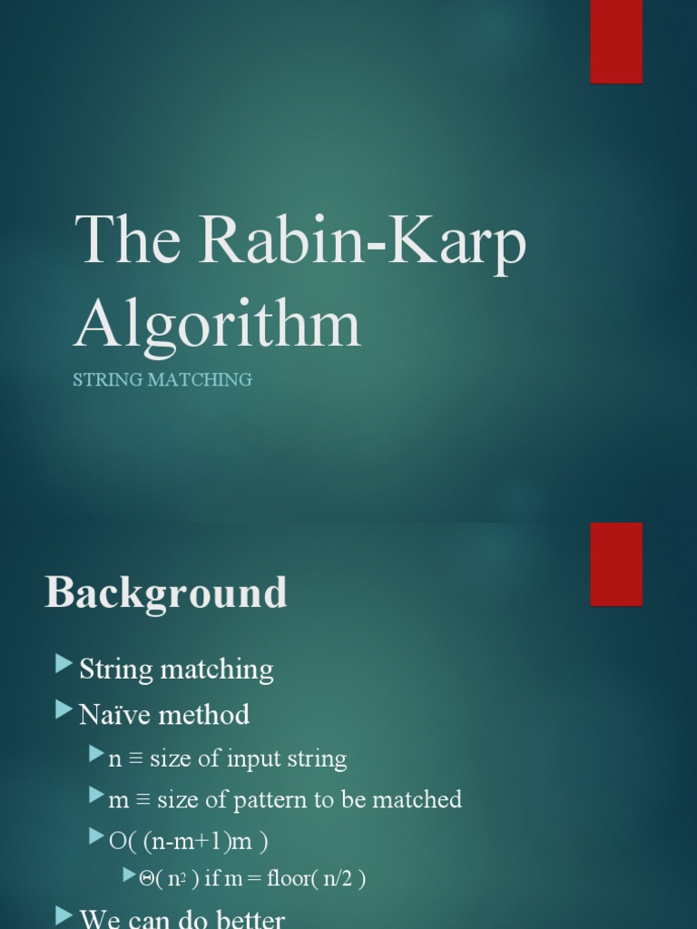 The Rabin-Karp Algorithm: String Matching | PDF | Mathematical Logic ...