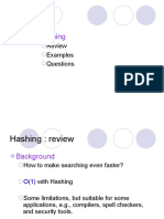 Hashing: Review Examples Questions
