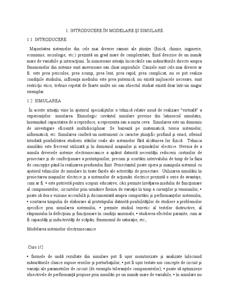 Introducere in Modelare Si Simulare | PDF
