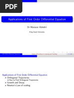 Applications of First Order Differential Equation: DR Mansoor Alshehri