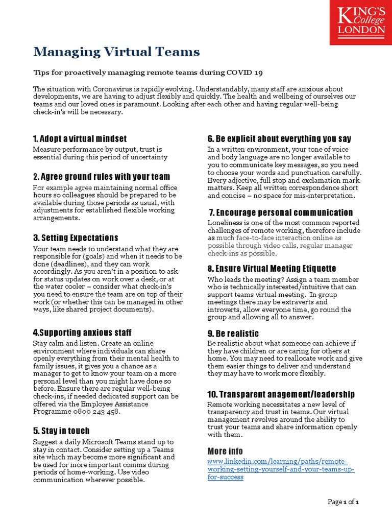 Remote Team Management Guide | PDF | Telecommuting | Psychological Concepts