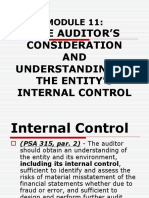 The Auditor'S Consideration AND Understanding of The Entity'S Internal Control