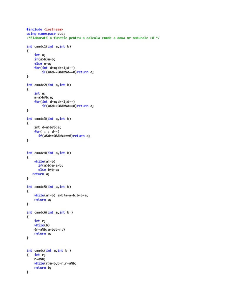 GCD and LCM Functions in C++ | PDF | Computers | Technology & Engineering