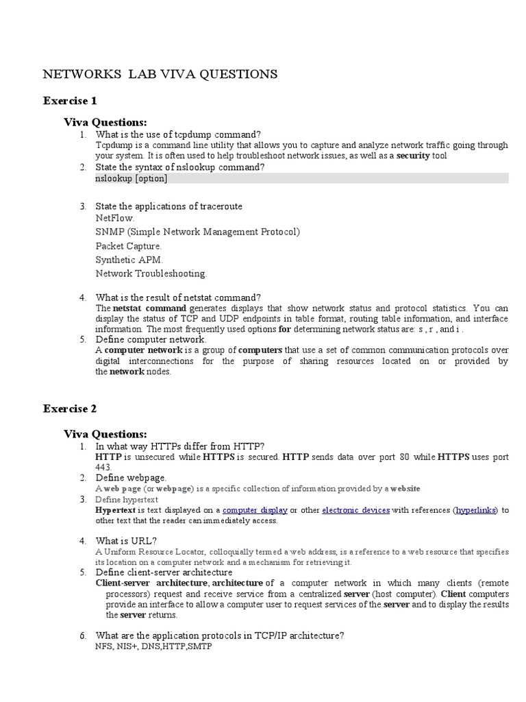 CN LAB Viva Questions PDF Network Congestion Computer Network