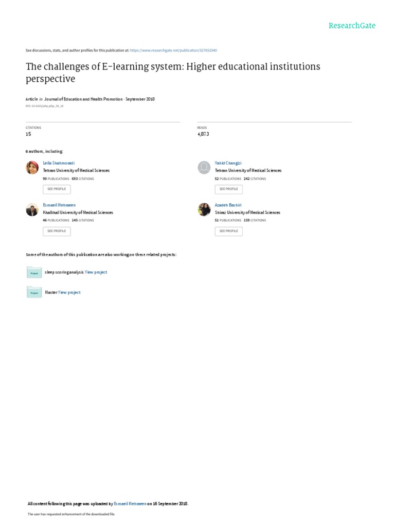 The Challenges of E-Learning System: Higher Educational Institutions ...