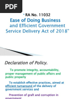 RA No. 11032: Ease of Doing Business and Efficient Government Service Delivery Act of 2018"