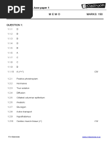 Grade 10 - Life Science - June Paper 1 - Memo