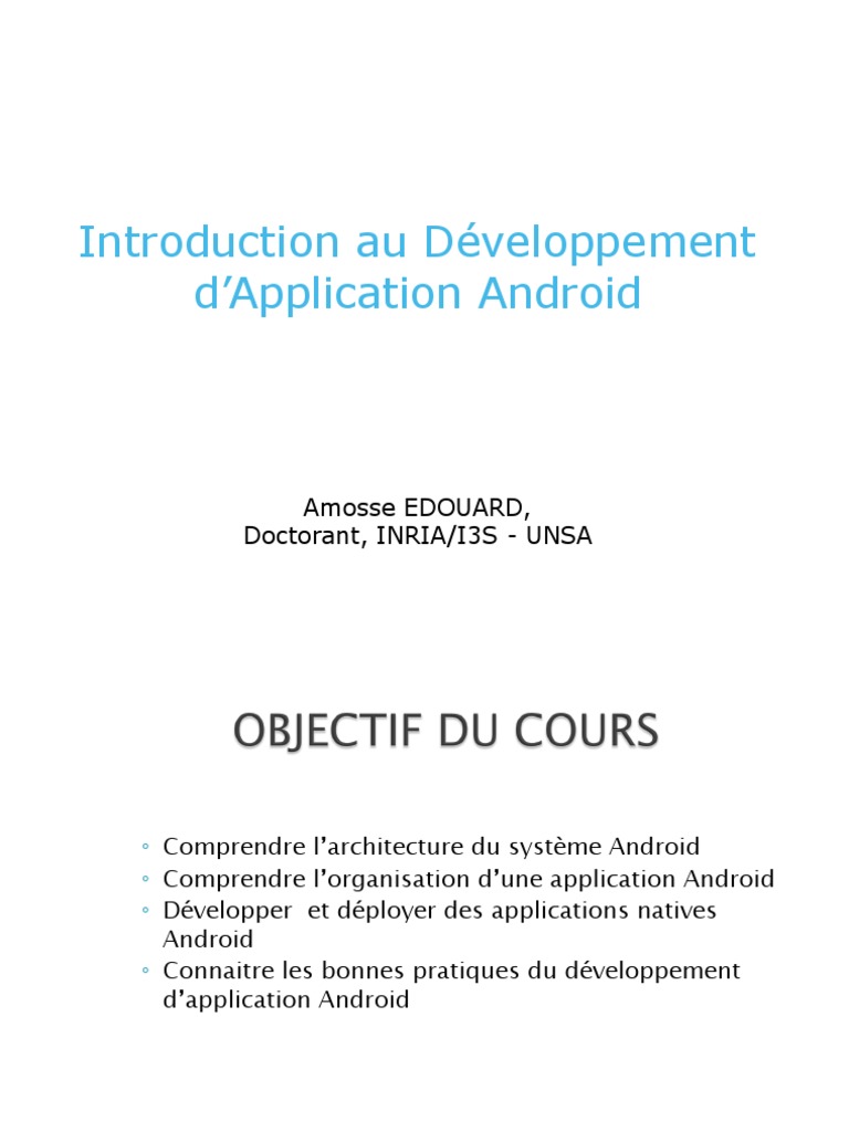Développement d'Applications Android | PDF | Android (Système d ...