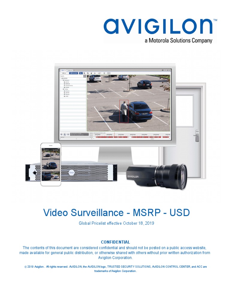 Avigilon Video Price List October 2019 MSRP USD Global PDF