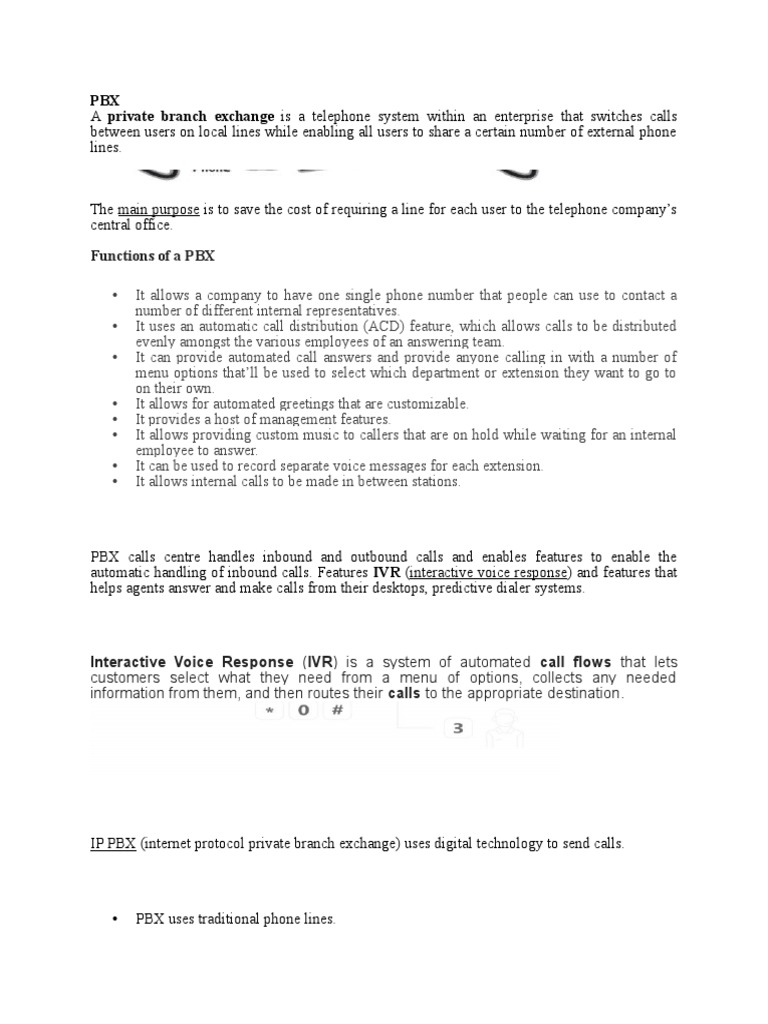 Functions of A PBX PDF
