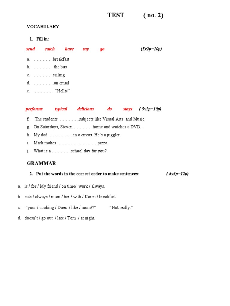VI Test Nov. 2020 - No.2 | PDF