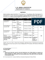 J. D. Birla Institute Departments of Commerce Notice: Class Section Date & Day Time Amount Room No