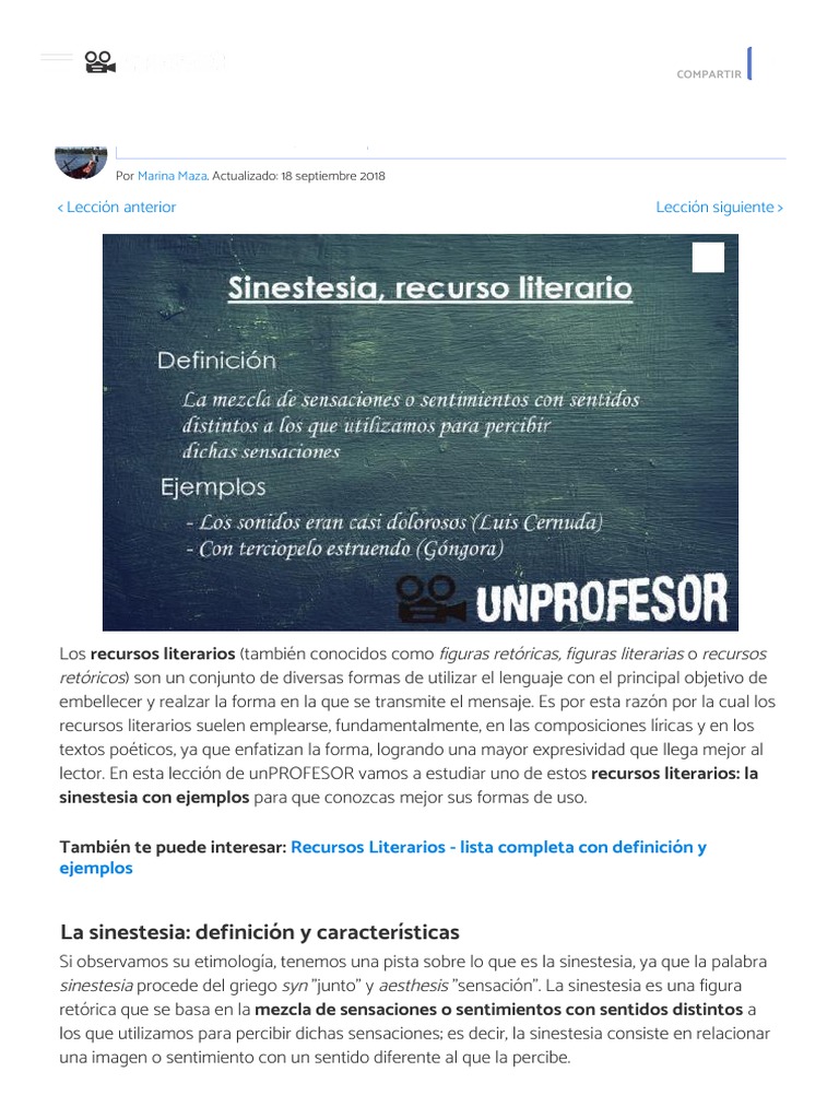 Sinestesia, Recurso Literario - Con Ejemplos | PDF | Idiomas | Poesía