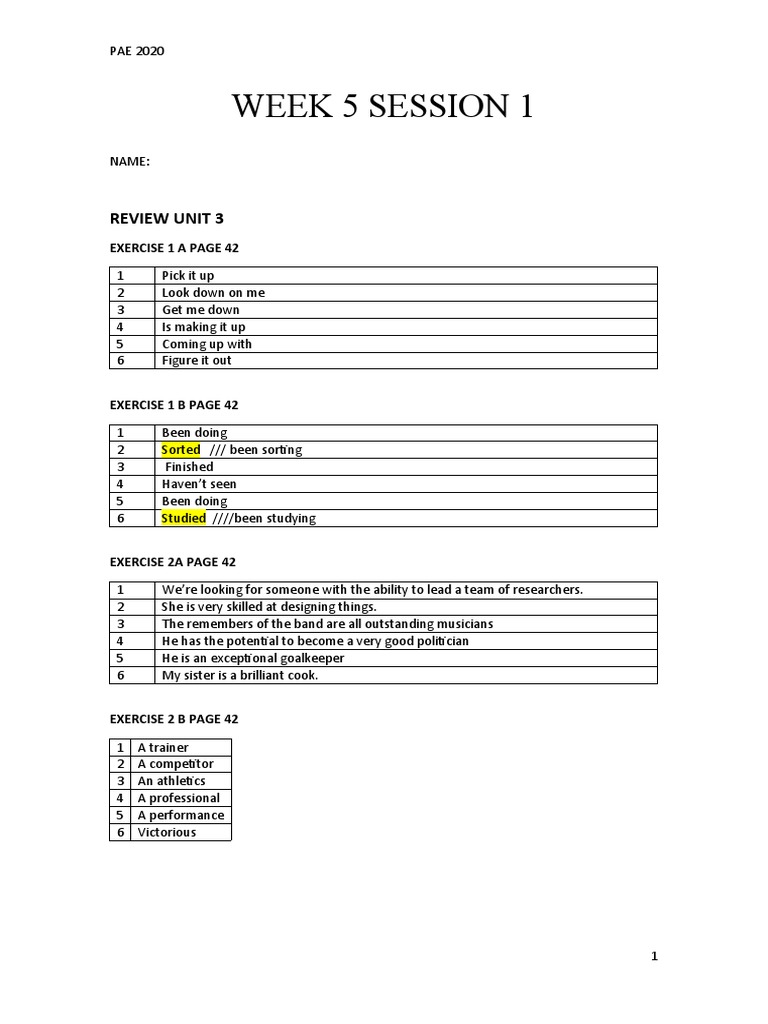 Week 5 Session 1: Review Unit 3 | PDF