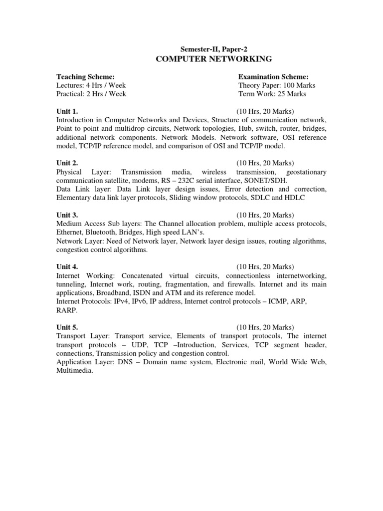 Computer Networking Course Outline | PDF | Internet Protocols ...