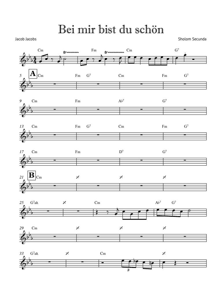 Bei Mir Bist Du Schön (Lead Sheet) Partitura Completa PDF