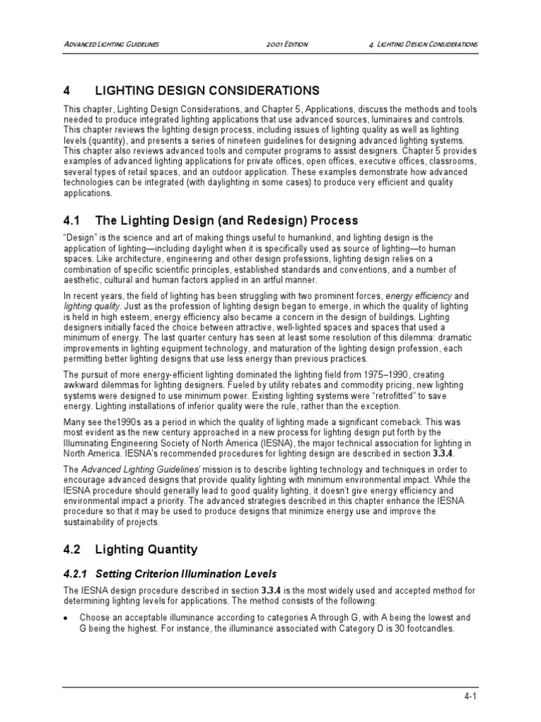 Lighting Design Considerations PDF | PDF