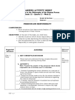 Learning Activity Sheet: Introduction To The Philosophy of The Human Person (Grade 12 - Quarter 2 - Week 2)