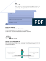 Activity Sheets For Week 1 Activity: What Is Caregiving To Me Direction: Using The Template Below, Write Down Your Understanding of Caregiving and