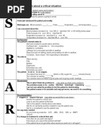 Isbar Escalation Of Care Form Pdf