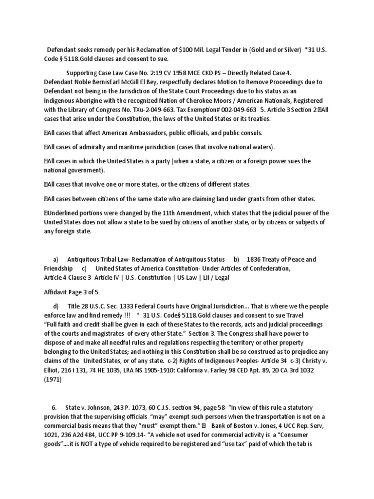 Notice of Removal No Jurisdiction PDF U.S. State Law Of The United States