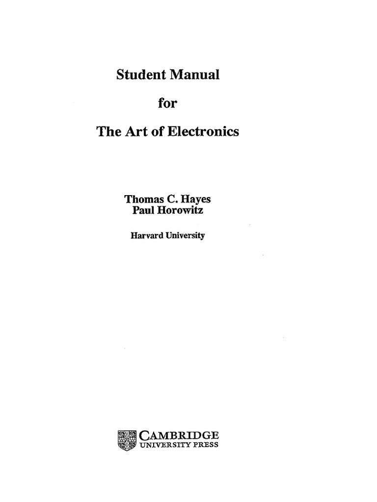 Student Manual For The Art of Electronics Thomas C. Hayes Paul