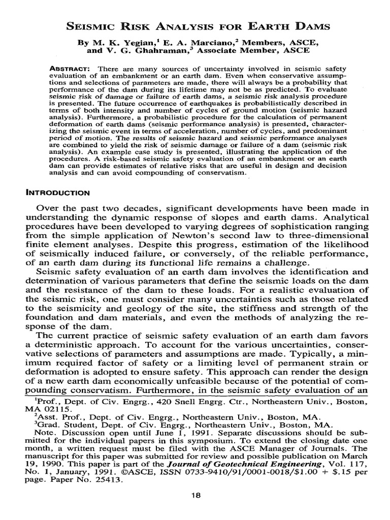 Seismic Risk Analysis For Earth Dams - 01-91 | PDF | Moment Magnitude ...