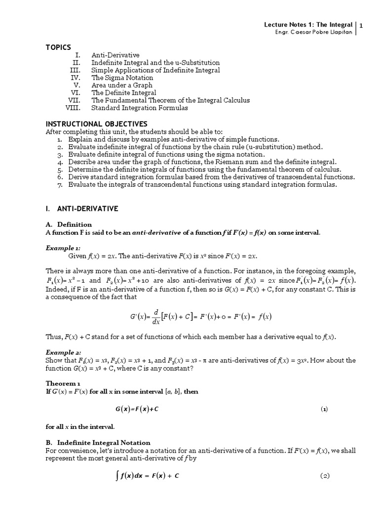 Lecture Note 1 Pdf Summation Integral