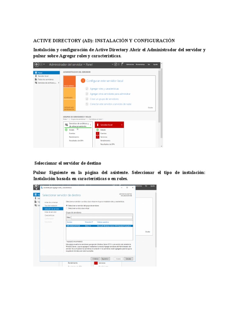Instalación de Active Directory en Windows Server 2016 | PDF | Apoyo ...
