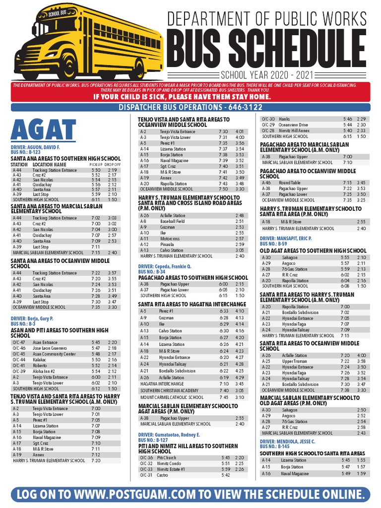 DPW School Year Bus Schedule 2020 2021 PDF