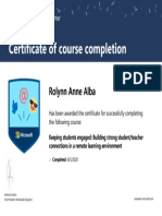 Certificate of completion for remote learning engagement course