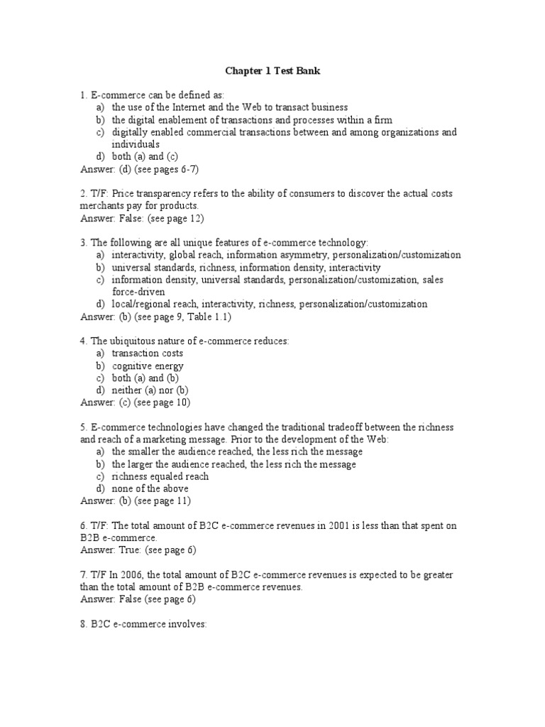 Chapter 1 Test Bank | PDF | E Commerce | Electronic Business