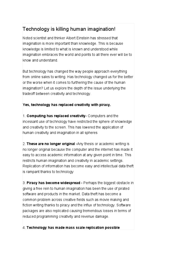 Imagination Is More Important Than Knowledge Essay