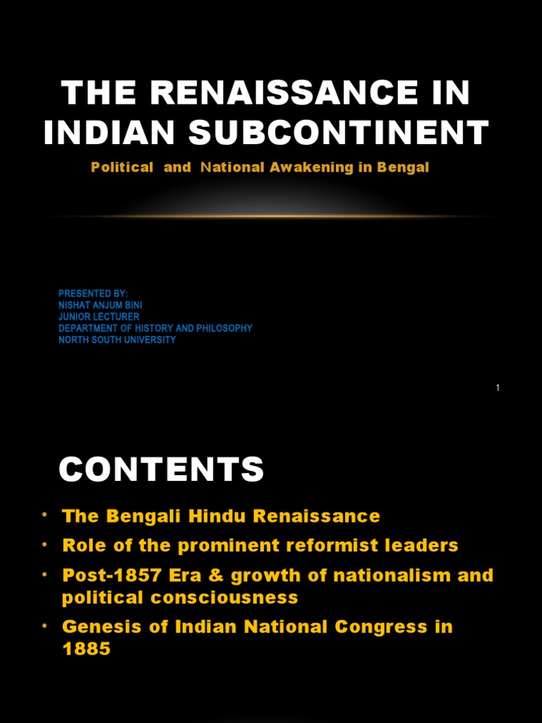 The Renaissance in Indian Subcontinent: Political and National ...