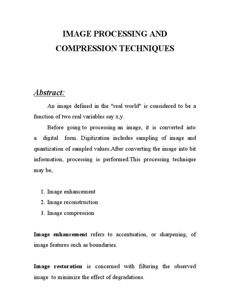 Image Processing and Compression Techniques | PDF | Data Compression ...