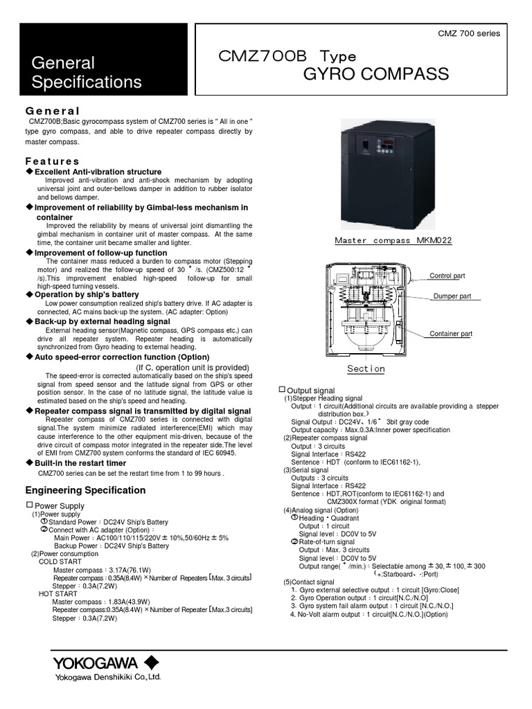 General Specifications B Type Gyro Compass PDF Compass Power Supply