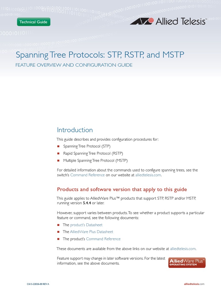 Spanning Tree Protocols: STP, RSTP, and MSTP: Feature Overview and ...
