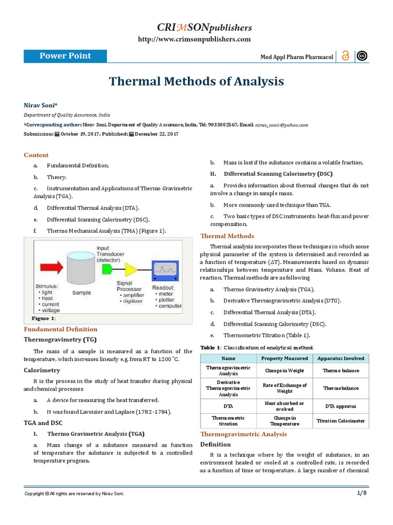 Thermal Methods PDF | PDF | Differential Scanning Calorimetry ...